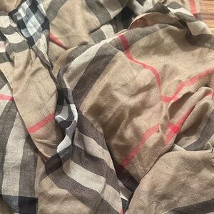 Burberry Beige and Black Striped Scarf